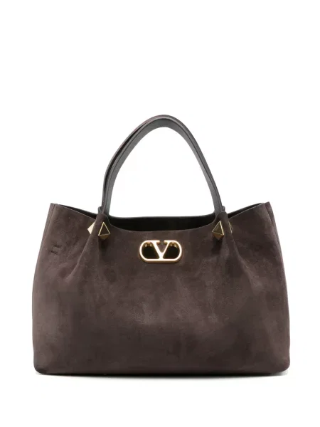 Geantă shopper Valentino Garavani maro
