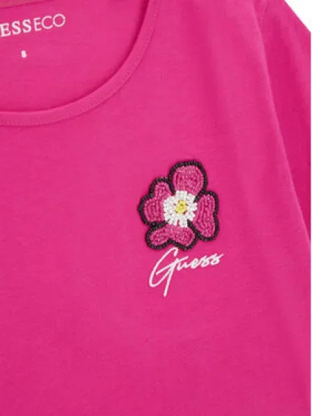 Guess Póló Sötét Relaxed Fit rózsaszín