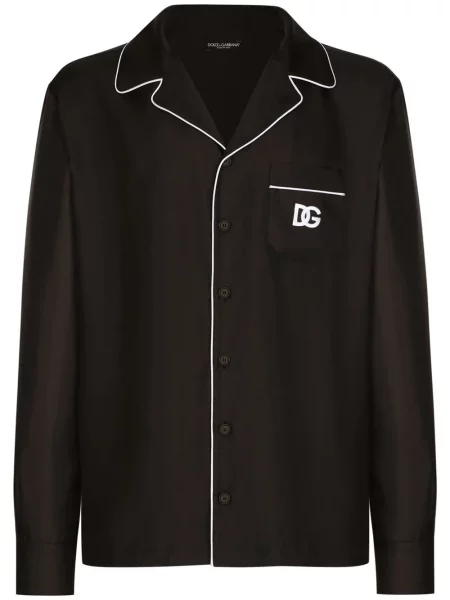 Cămașă Dolce & Gabbana de mătase lungă negru