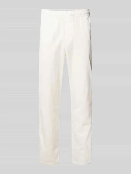 Spodnie typu pull on z materiału stylizowanego na len z wpuszczanymi Review białe