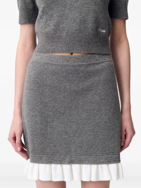 Fustă Claudie Pierlot de lână cu volane gri