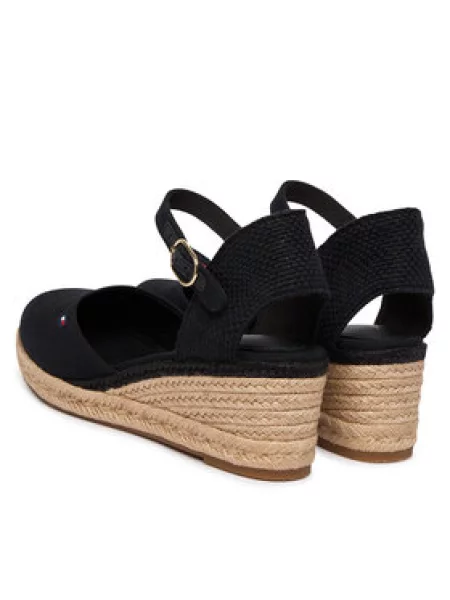 Espadrilky Tommy Hilfiger Mid Wedge Espad Closed Toe čierna