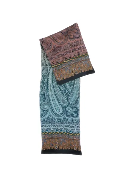 Fular Pierre-louis Mascia cu imagine cu model paisley albastru