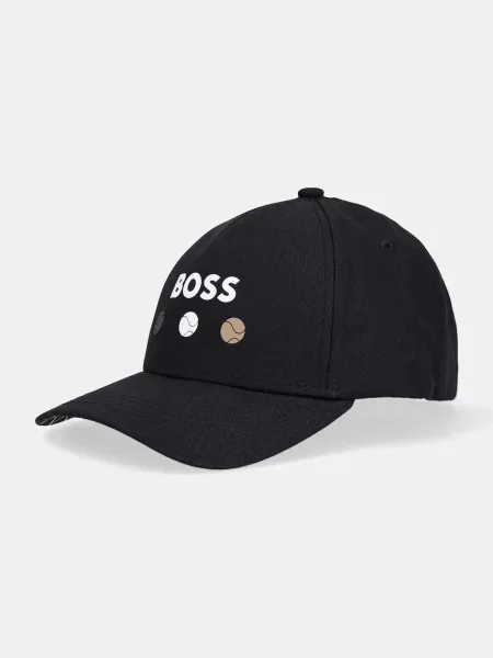 Шапка с козирка BOSS Green с принт черно