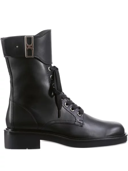 Kožne čizmice Högl s vezicama crna