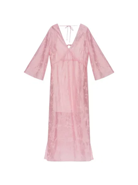 Rochie maxi Munthe cu broderie roz