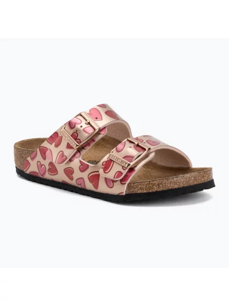 Gyerek papucsok BIRKENSTOCK Arizona Birko-Flor Narrow electric metallic copper hearts. Méret: 33 EU barna