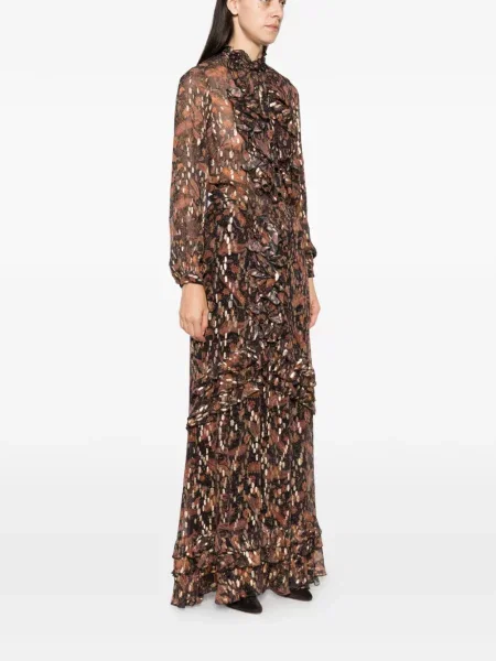 Fusta maxi Philippa 1970 cu volane negru