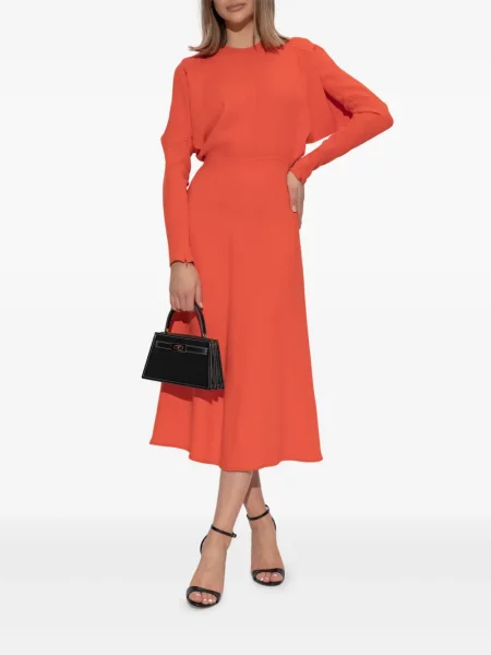 Rochie Victoria Beckham de lână de costum portocaliu