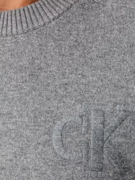 Calvin Klein Jeans пуловер дамски с добавена вълна сиво