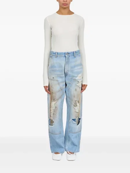 Blugi Mm6 Maison Margiela zdrențuiți albastru