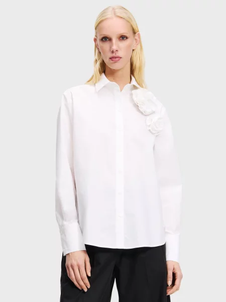 Сорочка Karl Lagerfeld в квіточку з попліну біла