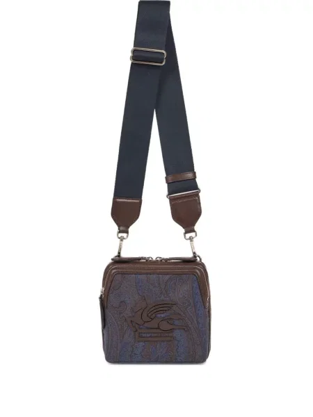 Geantă crossbody Etro cu model paisley cu autograf albastru
