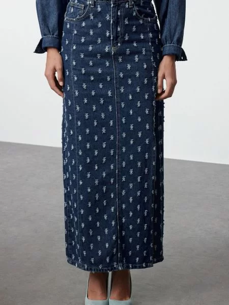 Fustă din denim Trendyol albastru