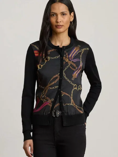 Lauren Ralph Lauren kardigan z bawełną lekki czarny