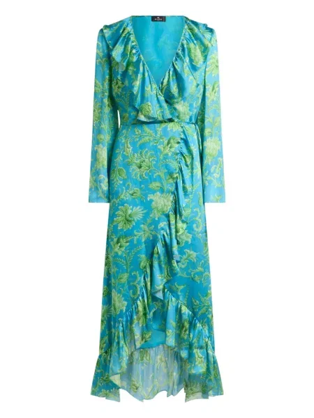 Rochie Etro cu model floral cu imagine de costum albastru