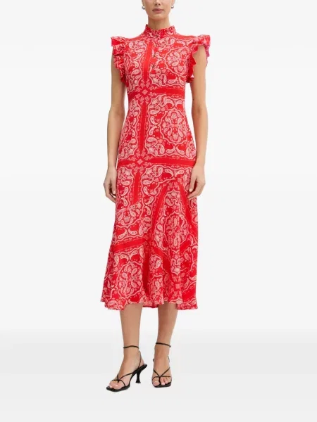 Rochie midi Never Fully Dressed cu imagine cu model paisley roșu