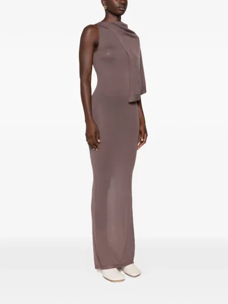 Rochie maxi Rick Owens drapată cu un umăr gol violet