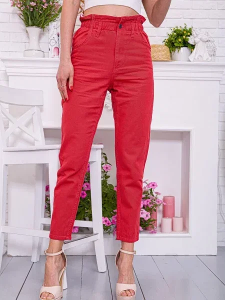 Джинси мом Ager червоний