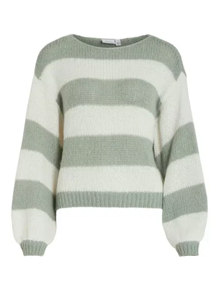 VILA Pulover VIChoca verde pastel alb
