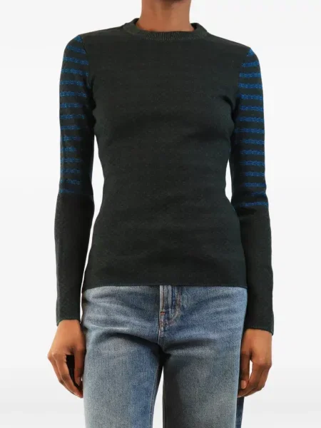 Pulover Victoria Beckham cu dungi tricotate albastru