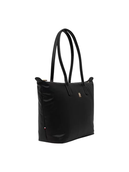 Shopperka Tommy Hilfiger bez fiszbin skórzana czarna