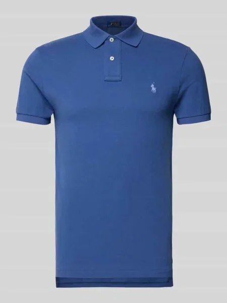 Koszulka polo o kroju slim fit z czystej bawełny Polo Ralph Lauren niebieskie