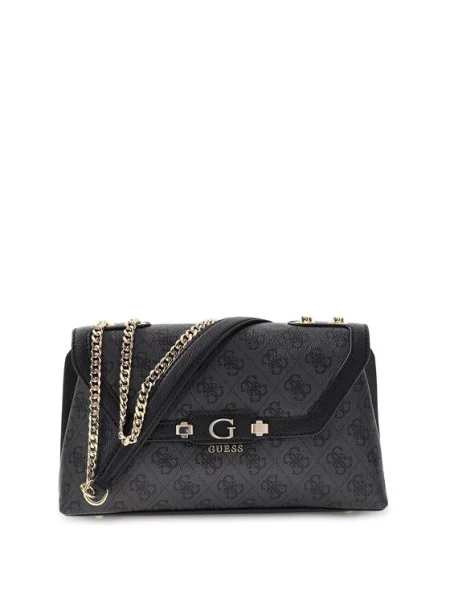 Дамска чанта Guess Lindsey Тъмносив черно