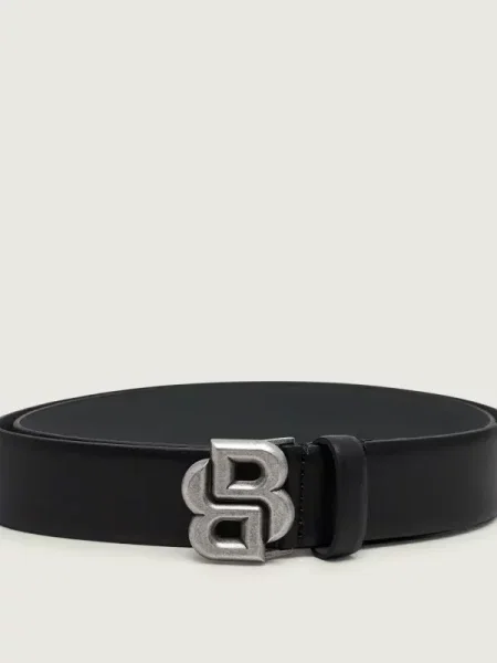 BOSS BLACK Curea de piele negru