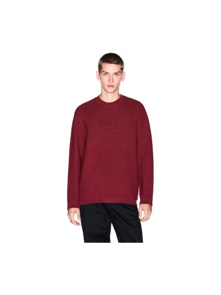 Sweter Armani Exchange z okrągłym dekoltem czerwony
