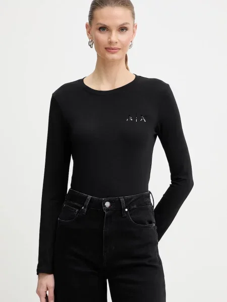 Блуза с дълги ръкави Armani Exchange черно