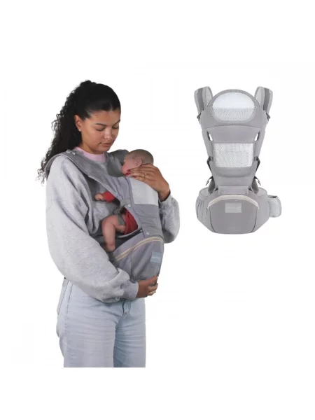6 w 1 ergonomiczny oddychający plecak-nosidełko dla dziecka miesięcy szary