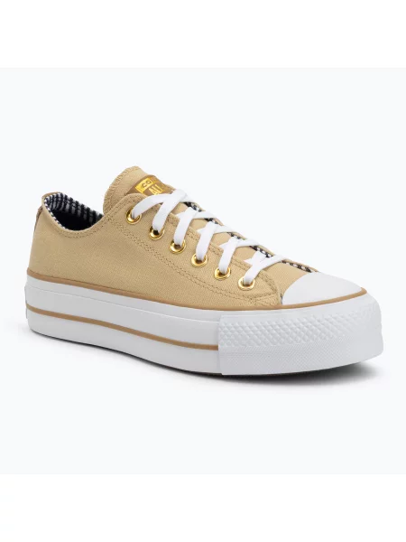 Кеди Converse Chuck Taylor All Star Lift Platform Herringbone Stripe utility sunflower/trek tan коричневі