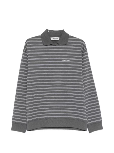 Gulerat tricou polo Miu Miu gri