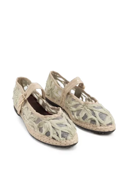 Espadrile Flabelus cu model floral plasă verde
