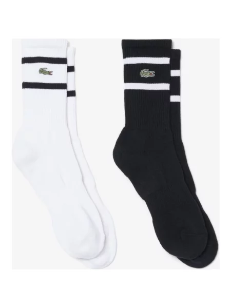 Skarpety Lacoste Striped Contrast czarny 2 pary biały