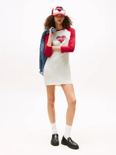 Tommy Jeans Póló piros / fekete fehér