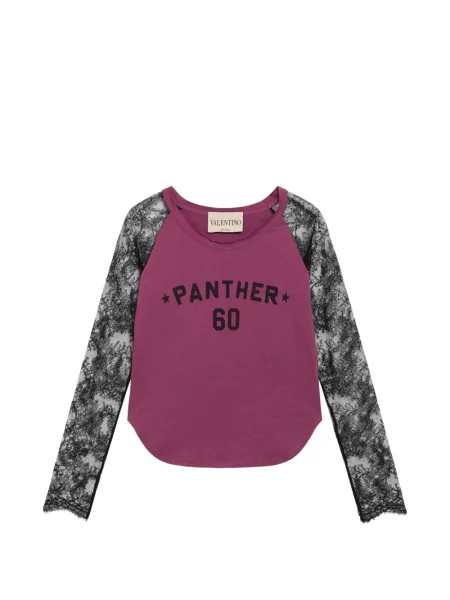 Tricou Valentino Garavani cu imagine din dantelă violet