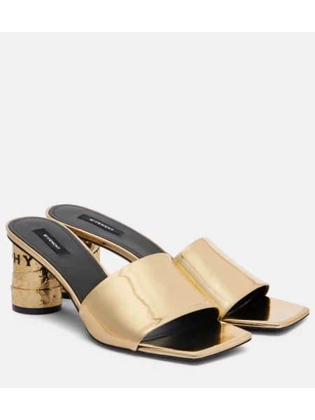 Papuci tip mules Givenchy din piele auriu