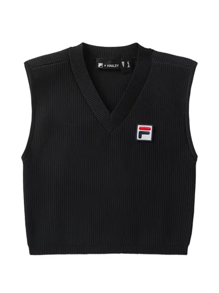 Vestă Fila tricotate cu decolteu în V negru
