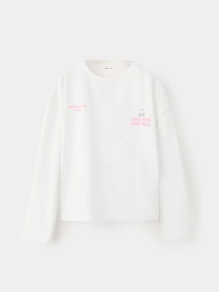 Wzorzysty t-shirt złamana biel Dzieci lata MANGO KIDS