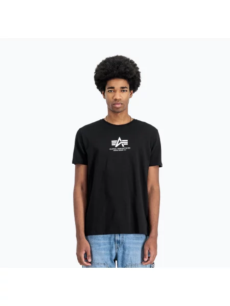 Tričko Alpha Industries Basic Mid Logo black bílé