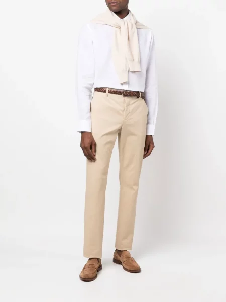 Lněná dlouhá košile Ralph Lauren Purple Label bílá
