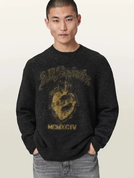 AllSaints sweter z wełną SCARED czarny