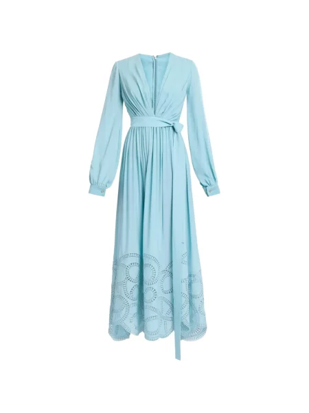 Rochie midi Elie Saab de mătase albastru