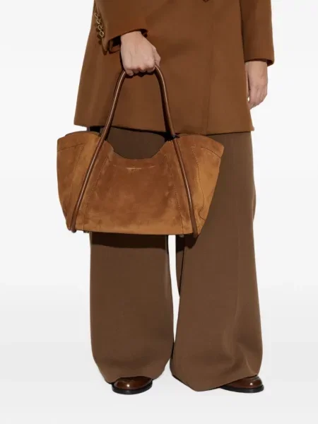 Geantă Max Mara din piele de căprioară cu chihlimbar maro