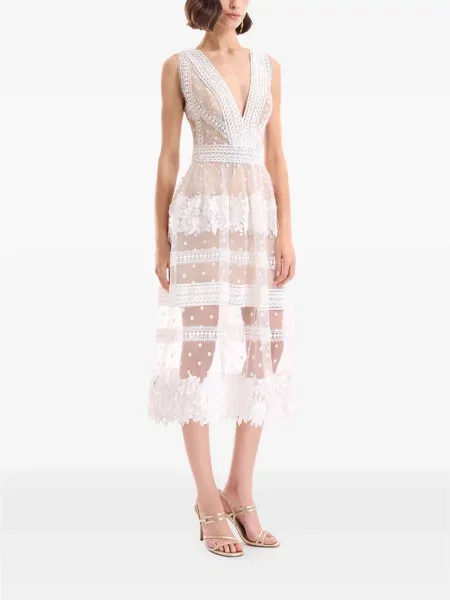 Rochie Gemy Maalouf cu model floral din tul alb