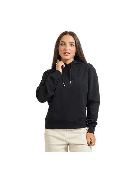 Calvin Klein Bluzy Kobieta S Bluza z kapturem z bawełny frotte z monogramem czarny