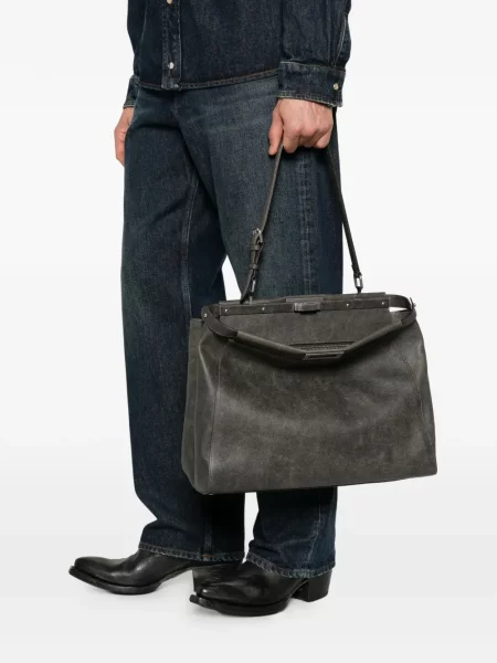 Geantă Fendi Peekaboo gri