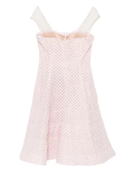 Rochie mini Gemy Maalouf cu imprimeu geometric plasă de costum roz